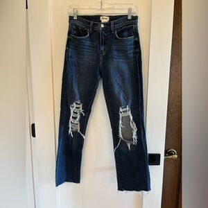 L’Agence Jordan Cropped Straight Legged Jeans Distressed Size 26
